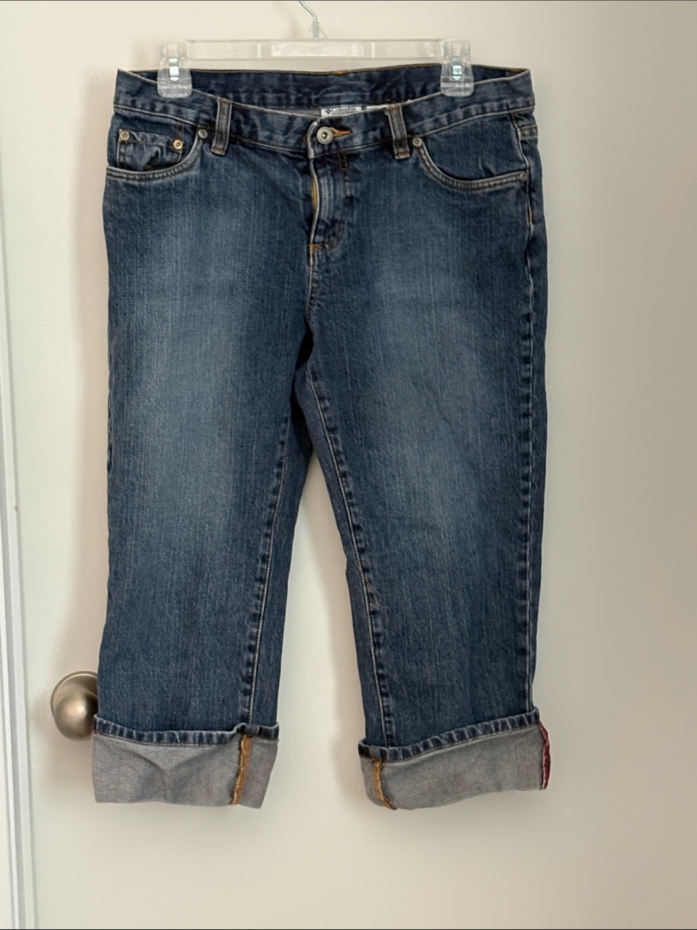 Columbia Dark Blue Cropped Jeans - Rolled Hem